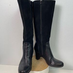Naturalizer Black Leather Heeled Boots Classic Design Size 8M EUC